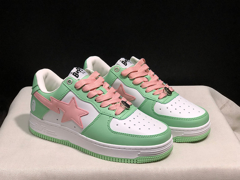 BAPE STA Low-Top Sneakers – Mint Green, White & Pink