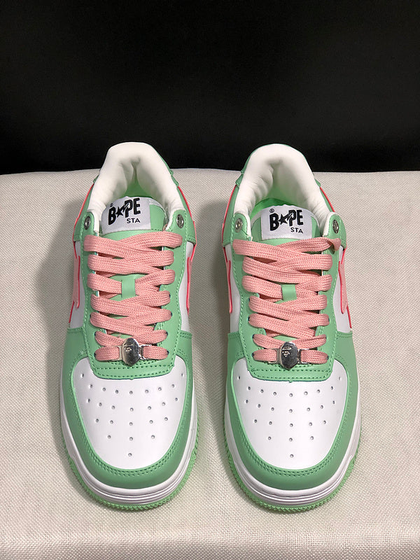 BAPE STA Low-Top Sneakers – Mint Green, White & Pink