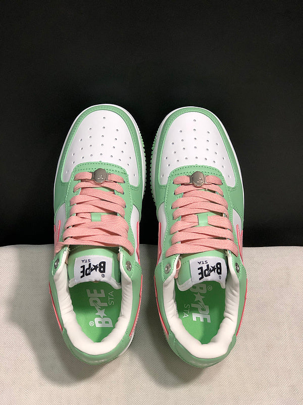 BAPE STA Low-Top Sneakers – Mint Green, White & Pink