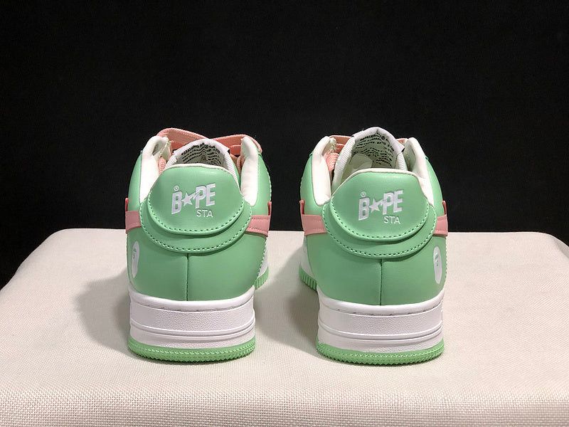 BAPE STA Low-Top Sneakers – Mint Green, White & Pink