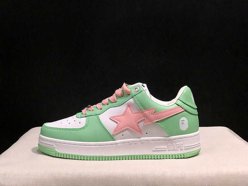 BAPE STA Low-Top Sneakers – Mint Green, White & Pink