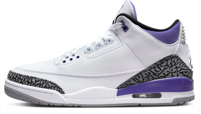 Air Jordan 3 Retro “Dark Iris” – White / Purple / Cement Grey