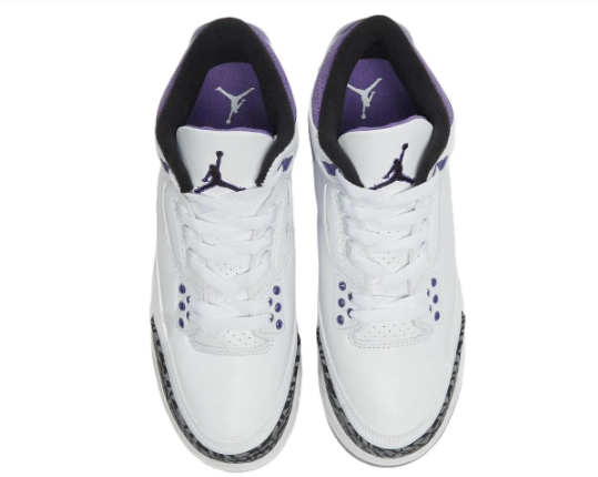 Air Jordan 3 Retro “Dark Iris” – White / Purple / Cement Grey