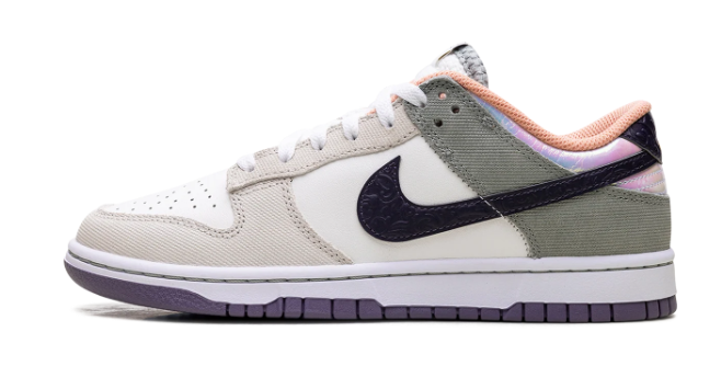 Nike Dunk Low SE "NOLA" Sneakers - White / Grey / Purple